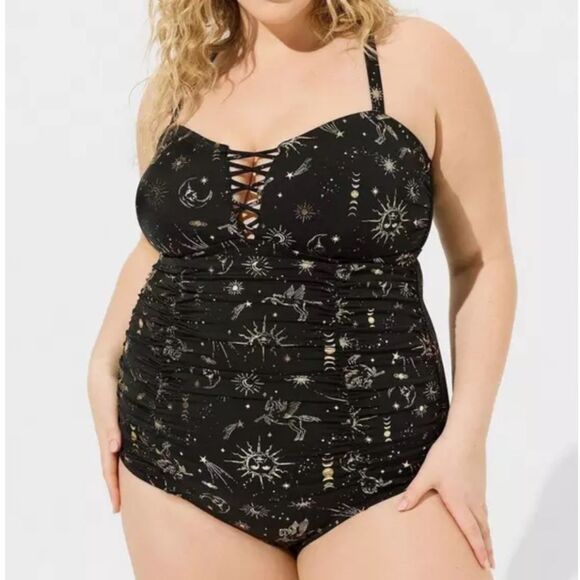 Torrid one piece swimsuit Wireless Lattice tummy control contour NWT- size 3 - Picture 1 of 10